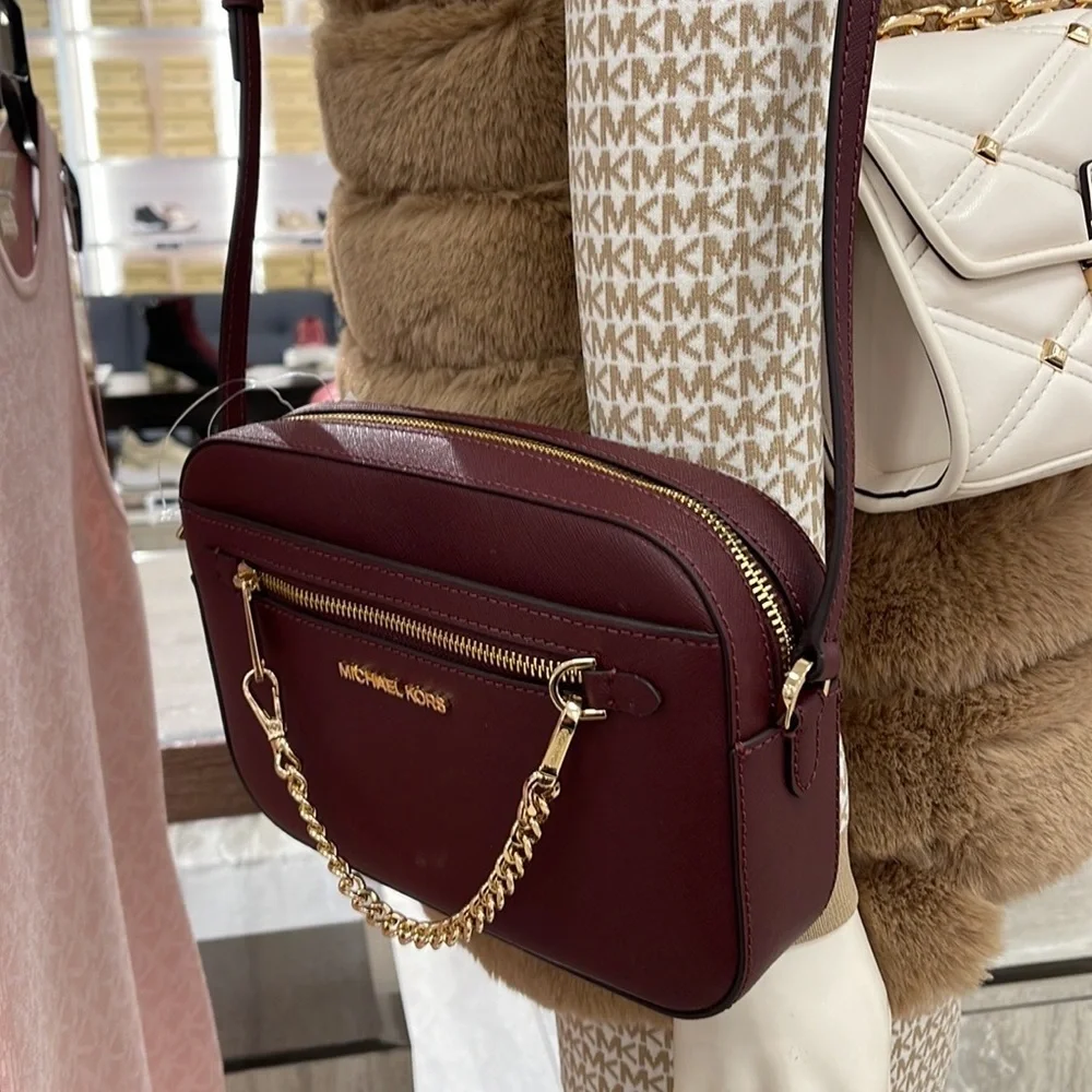 Michael Kors Jet Set Item Large East West Zip Chain Crossbody Merlot